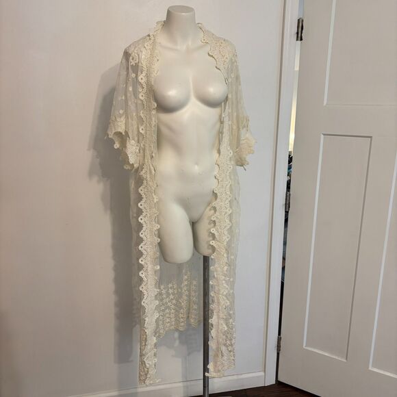 Forever 21 size 2x Boho Cottage Frilly Lacey Western Coquette Kimono Cardigan - Picture 1 of 7